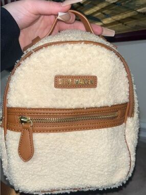 Steve Madden Cream Sherpa Mini Backpack